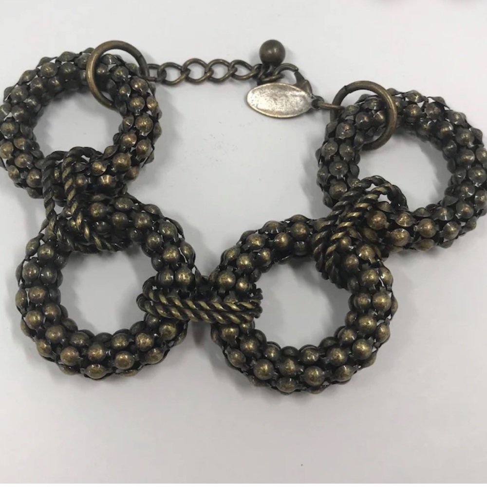 Vintage Avon Chunky Brass Round Link Statement Bracelet R127